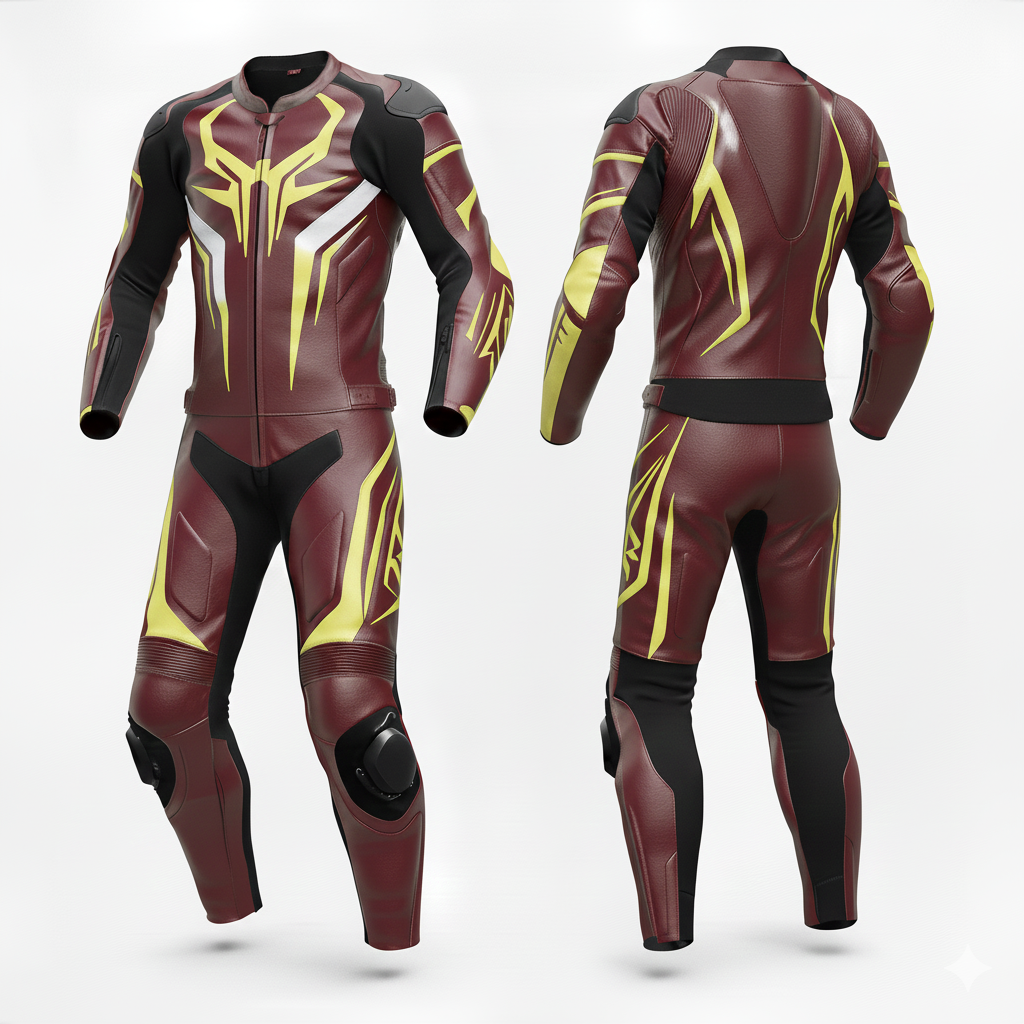 ZEESMOTO Crimson-Venom Leather Motorcycle Suit