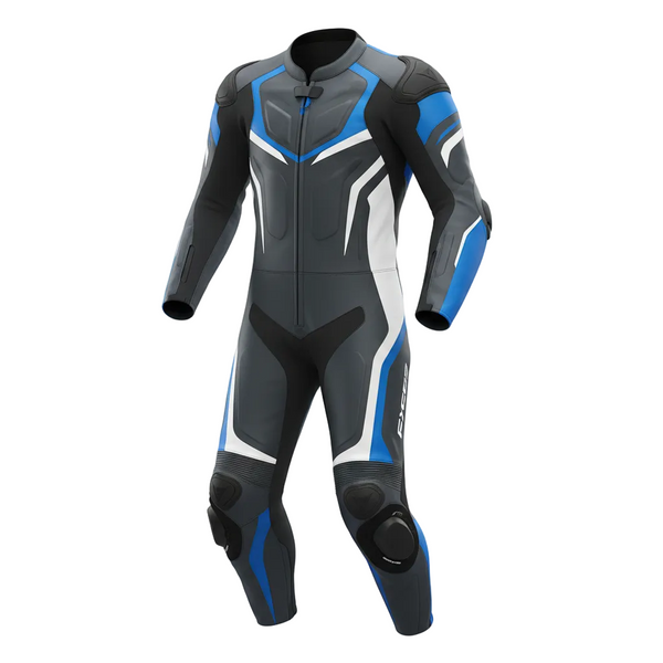 ZEESMOTO Cobalt-Apex Leather Motorcycle Suit