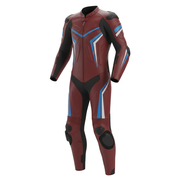 ZEESMOTO Crimson-Velocity Leather Motorcycle Suit