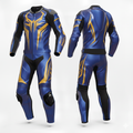 ZEESMOTO Cobalt-Predator Leather Motorcycle Suit