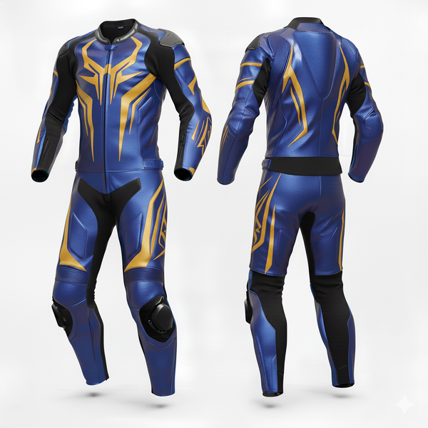 ZEESMOTO Cobalt-Predator Leather Motorcycle Suit