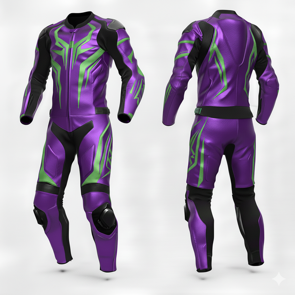 ZEESMOTO Venom-Violet Leather Motorcycle Suit