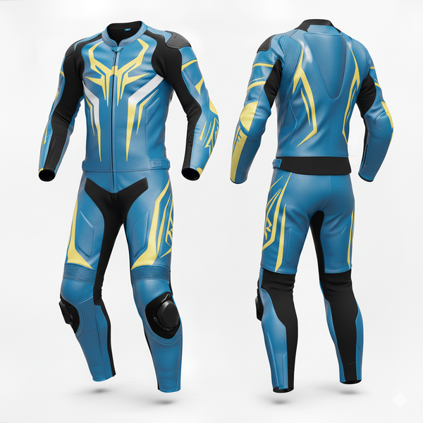 ZEESMOTO Cobalt-Arachnid Leather Motorcycle Suit