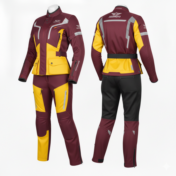ZEESMOTO Womens Crimson-Flare Textile Motorcycle Suit - CE Armored