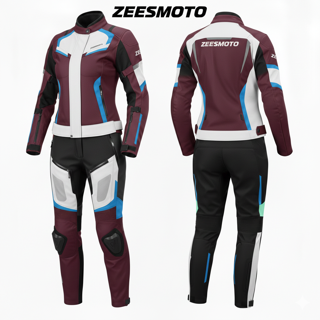 Womens Crimson-Tide Textile Motorcycle Suit - Zees Moto
