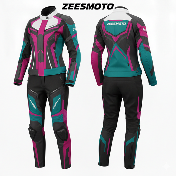 ZEESMOTO Womens Cyber-Wave Textile Motorcycle Suit - CE Armored