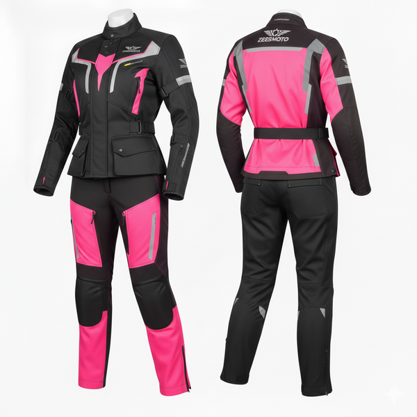 ZEESMOTO Womens Fuchsia-Pulse Textile Motorcycle Suit - CE Armored
