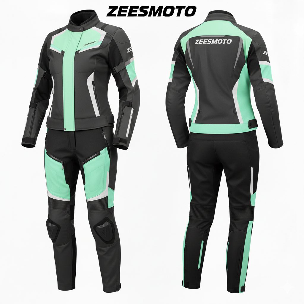 Womens Mint-Phantom Textile Motorcycle Suit - Zees Moto