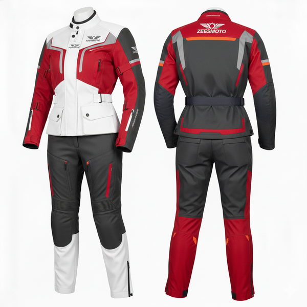 ZEESMOTO Womens Velocity-Red Textile Motorcycle Suit - CE Armored