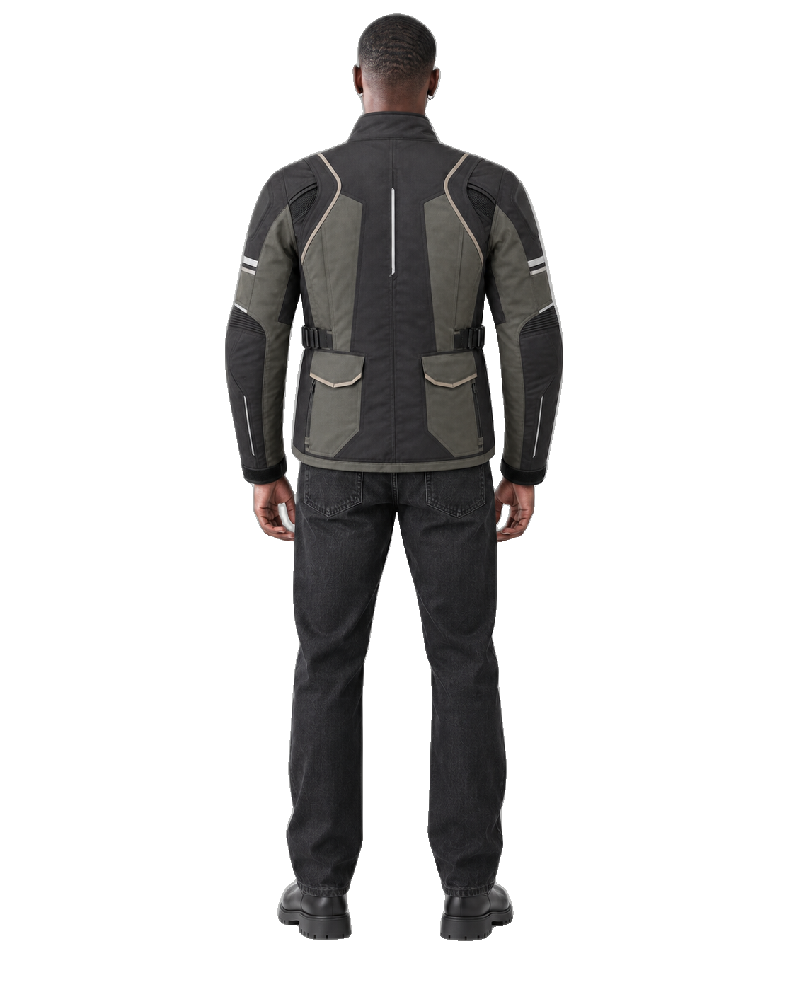 Aegis Horizon All-Season Motorcycle Jacket back view on male model with transparent background