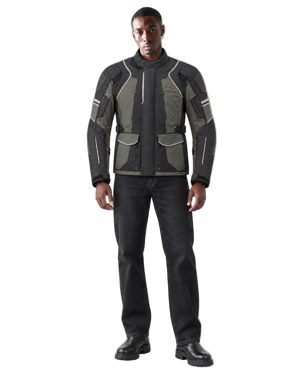 Aegis Horizon All-Season Motorcycle Jacket front view on male model with transparent background