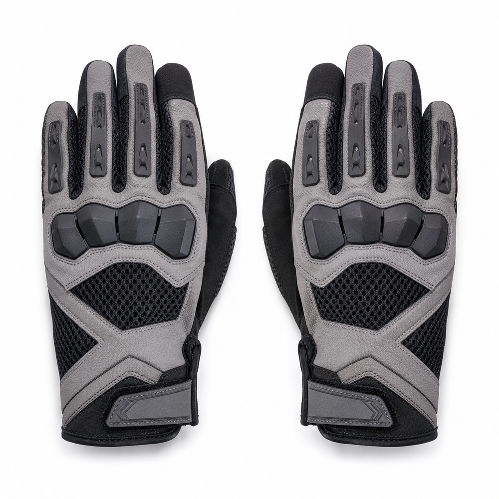AeroFlow touchscreen mesh motorcycle gloves pair in graphite and ice gray