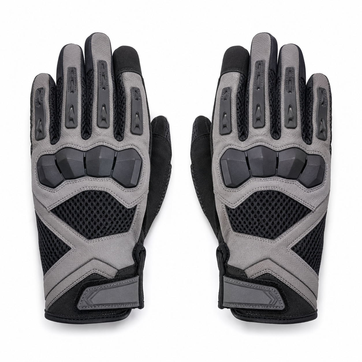 AeroFlow touchscreen mesh motorcycle gloves pair in graphite and ice gray
