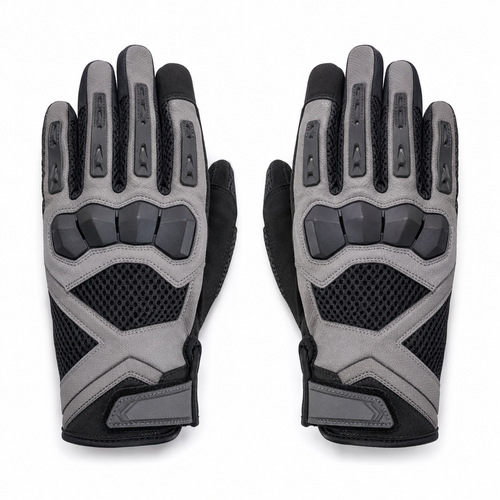 AeroFlow touchscreen mesh motorcycle gloves pair in graphite and ice gray