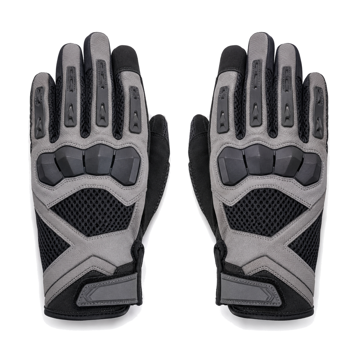 AeroFlow touchscreen mesh motorcycle gloves pair in graphite and ice gray