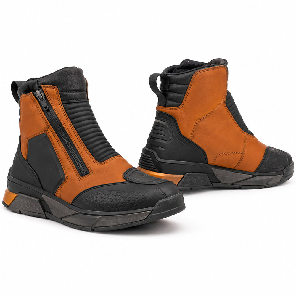 Amber Dash Zip Motorcycle Riding Shoes – hero in Amber Orange / Black