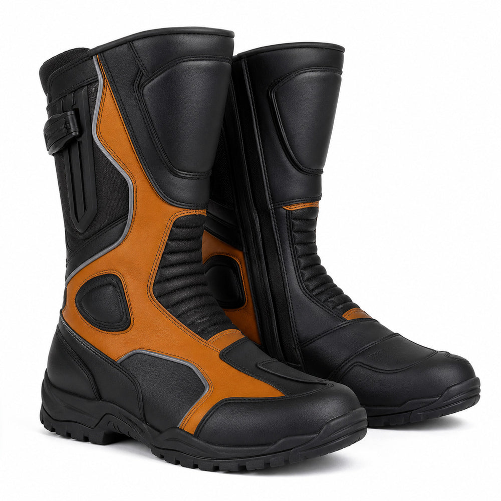 AmberRoute touring motorcycle boots three-quarter product view