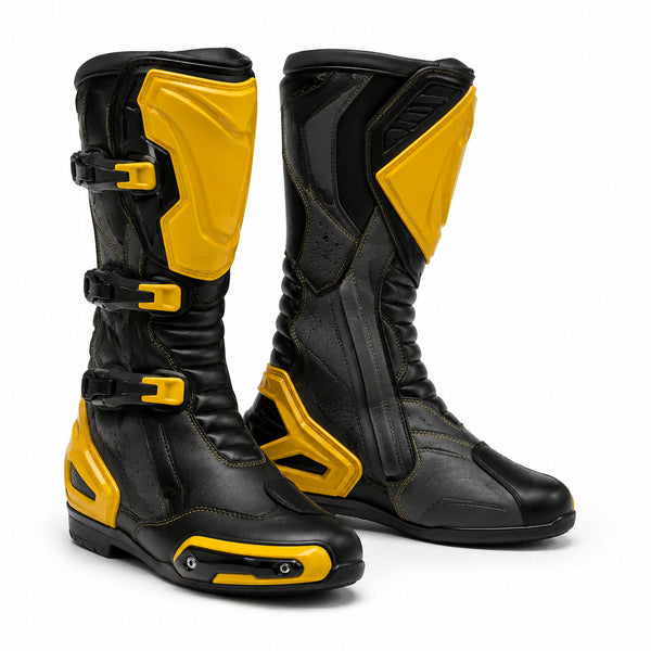 Amber Strike Yellow Racing Motorcycle Boots