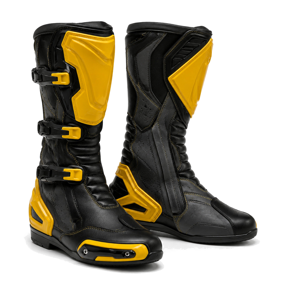 Amber Strike Yellow Racing Motorcycle Boots – hero – Amber Yellow / Black