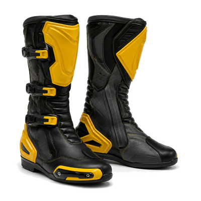 Amber Strike Yellow Racing Motorcycle Boots