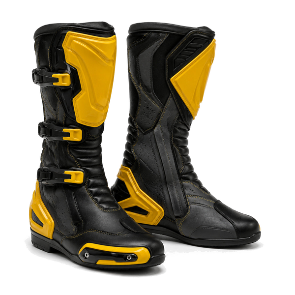 Amber Strike Yellow Racing Motorcycle Boots
