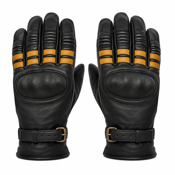 AmberLine Vintage Black Street Motorcycle Gloves