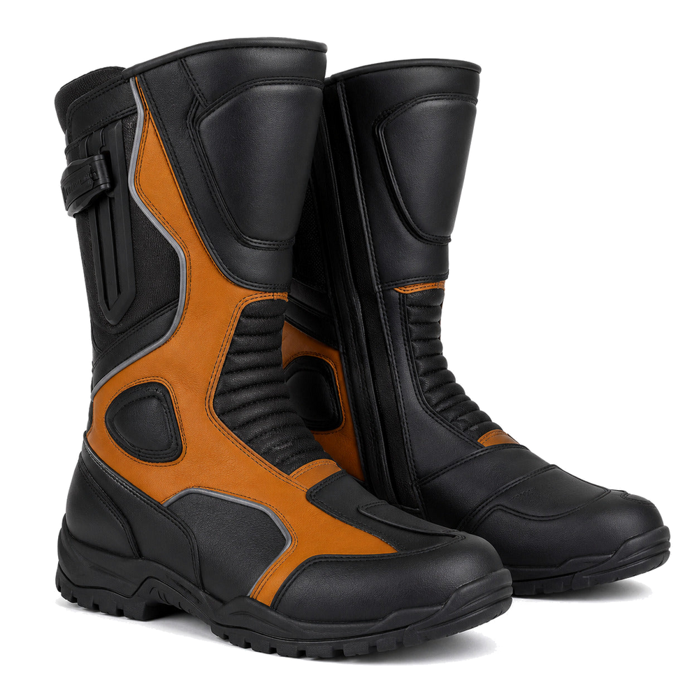 AmberRoute touring motorcycle boots three-quarter product view