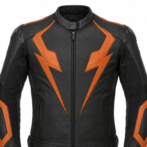 AmberStrike R Leather Motorcycle Racing Jacket upper construction detail