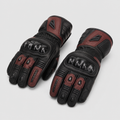 Apex Roadguard black and oxblood leather motorcycle gloves hero view