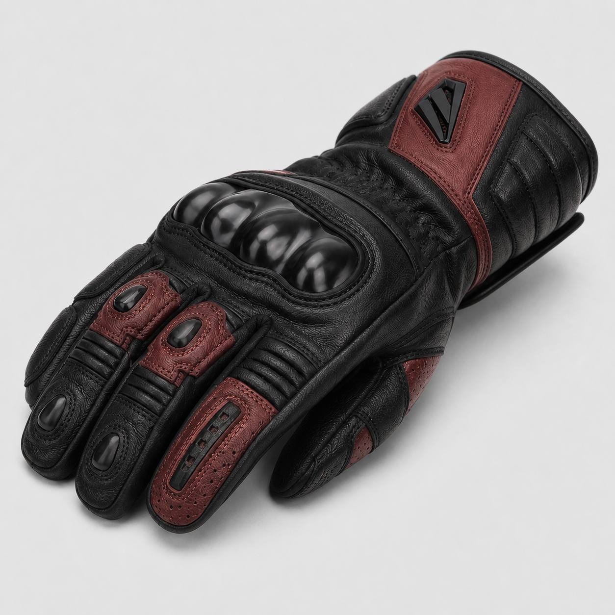 Apex Roadguard leather motorcycle glove knuckle armor detail
