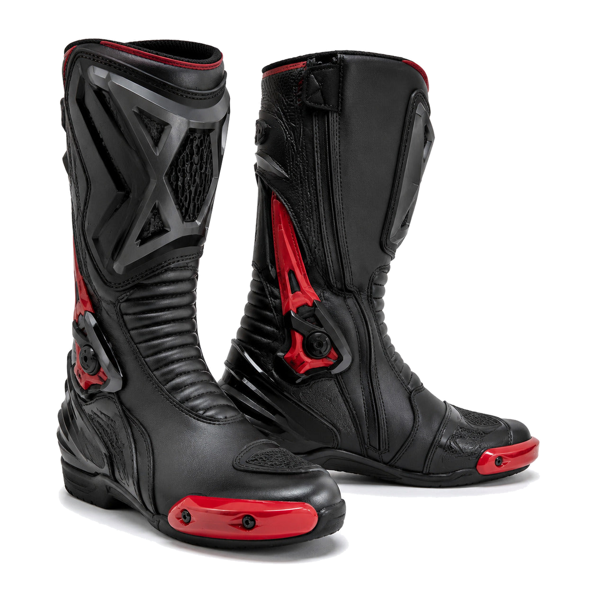 Apex Vortex Black Red Racing Motorcycle Boots – hero – Black / Crimson / Graphite