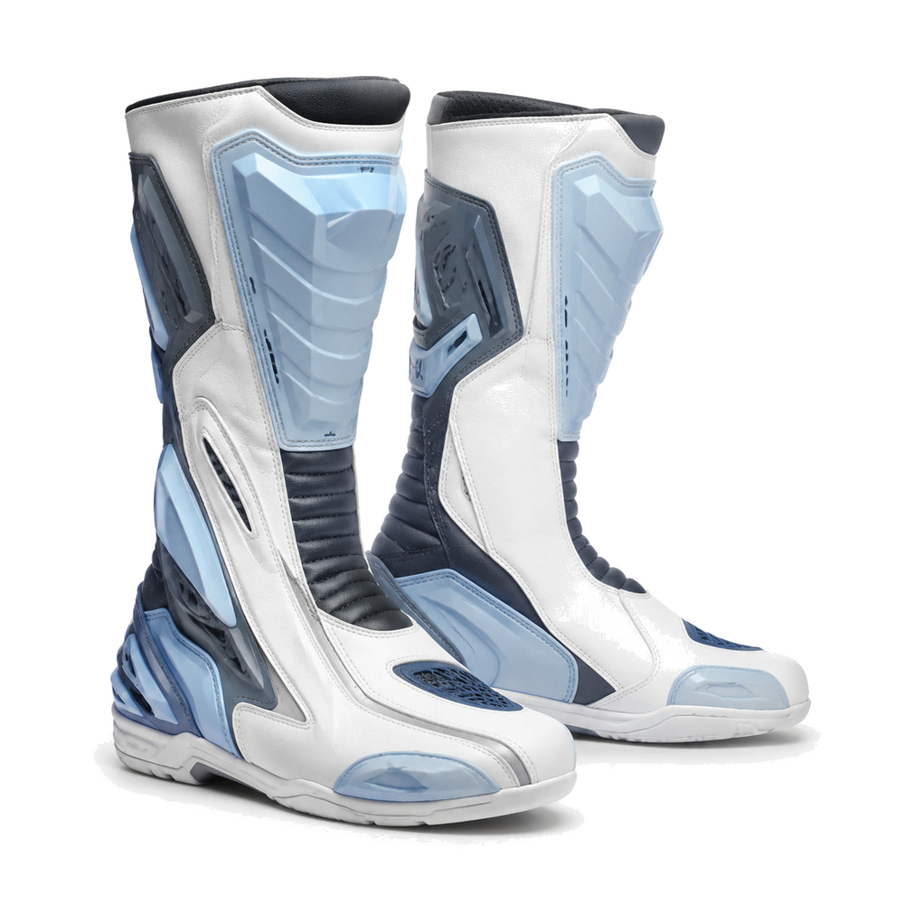 Arctic Velocity Ice Racing Motorcycle Boots – hero – Ice White / Pale Blue / Charcoal