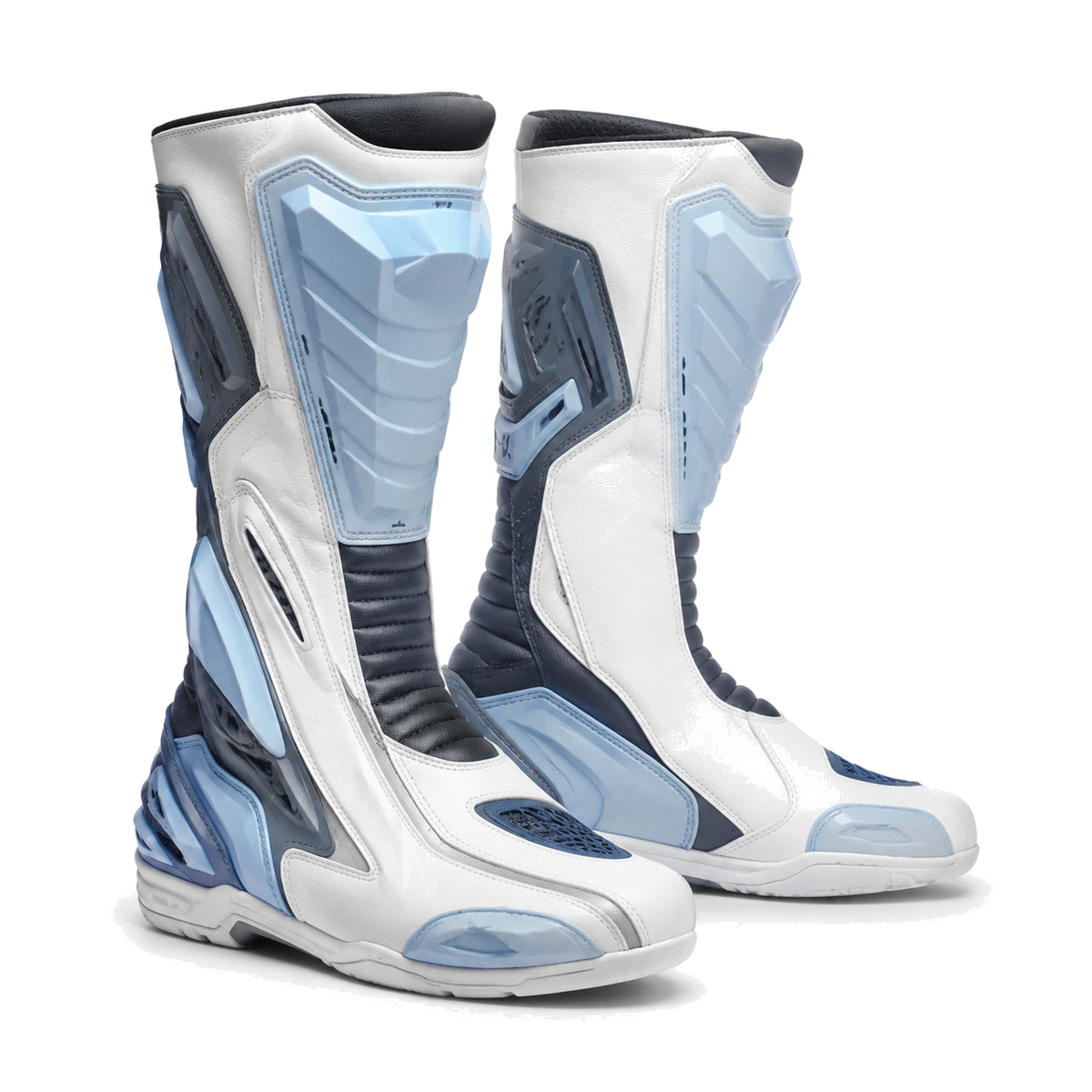 Arctic Velocity Ice Racing Motorcycle Boots – hero – Ice White / Pale Blue / Charcoal
