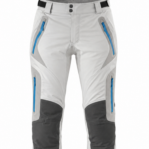 ArcticLine pearl ice waterproof textile motorcycle pants — waist, pocket and upper-panel detail