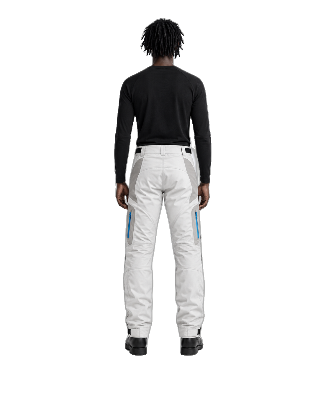 ArcticLine Pearl Ice Waterproof Textile Motorcycle Pants back view on male model on transparent background