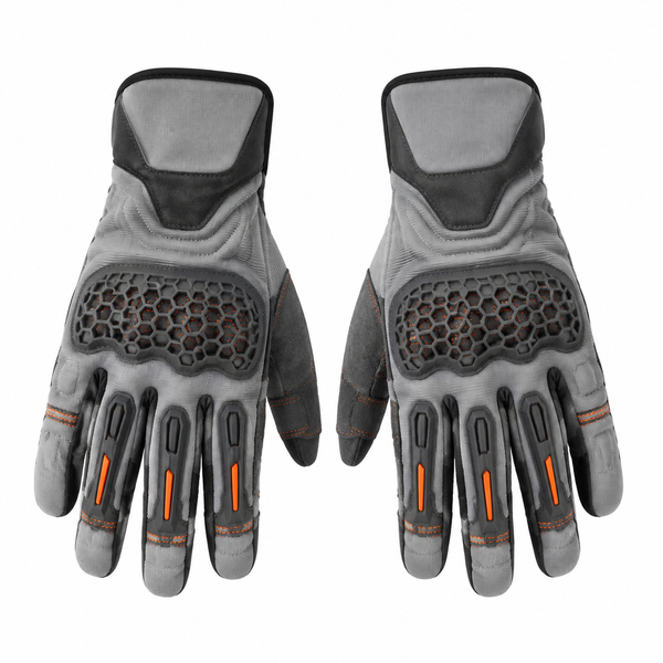 AshRider Gray Orange Street Motorcycle Gloves