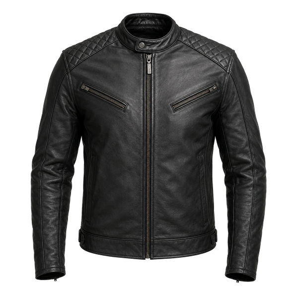 Asphalt Nomad Black Café Racer Leather Jacket