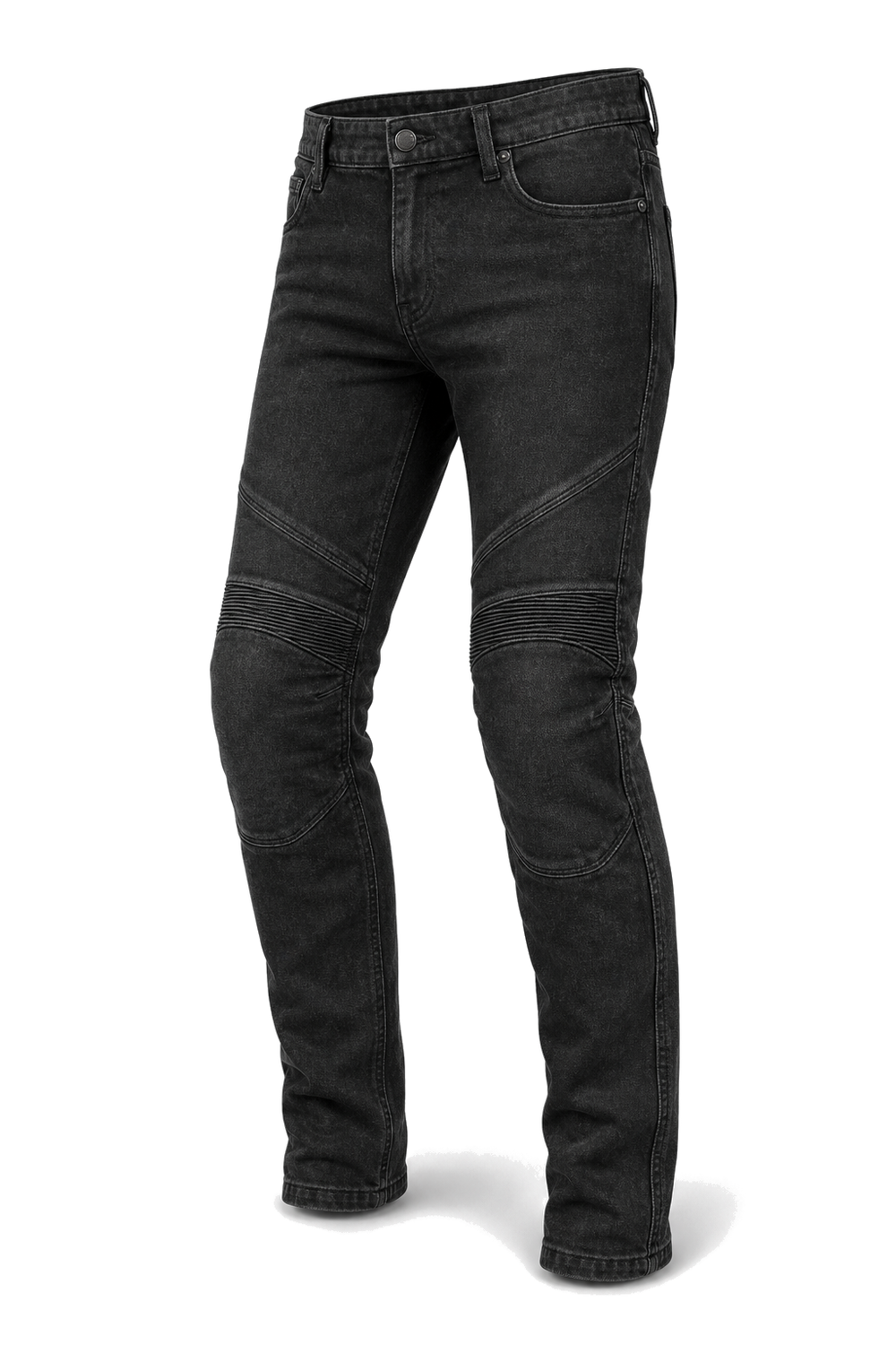 Asphalt Sentinel Armored Motorcycle Riding Jeans front three-quarter view on light gray background