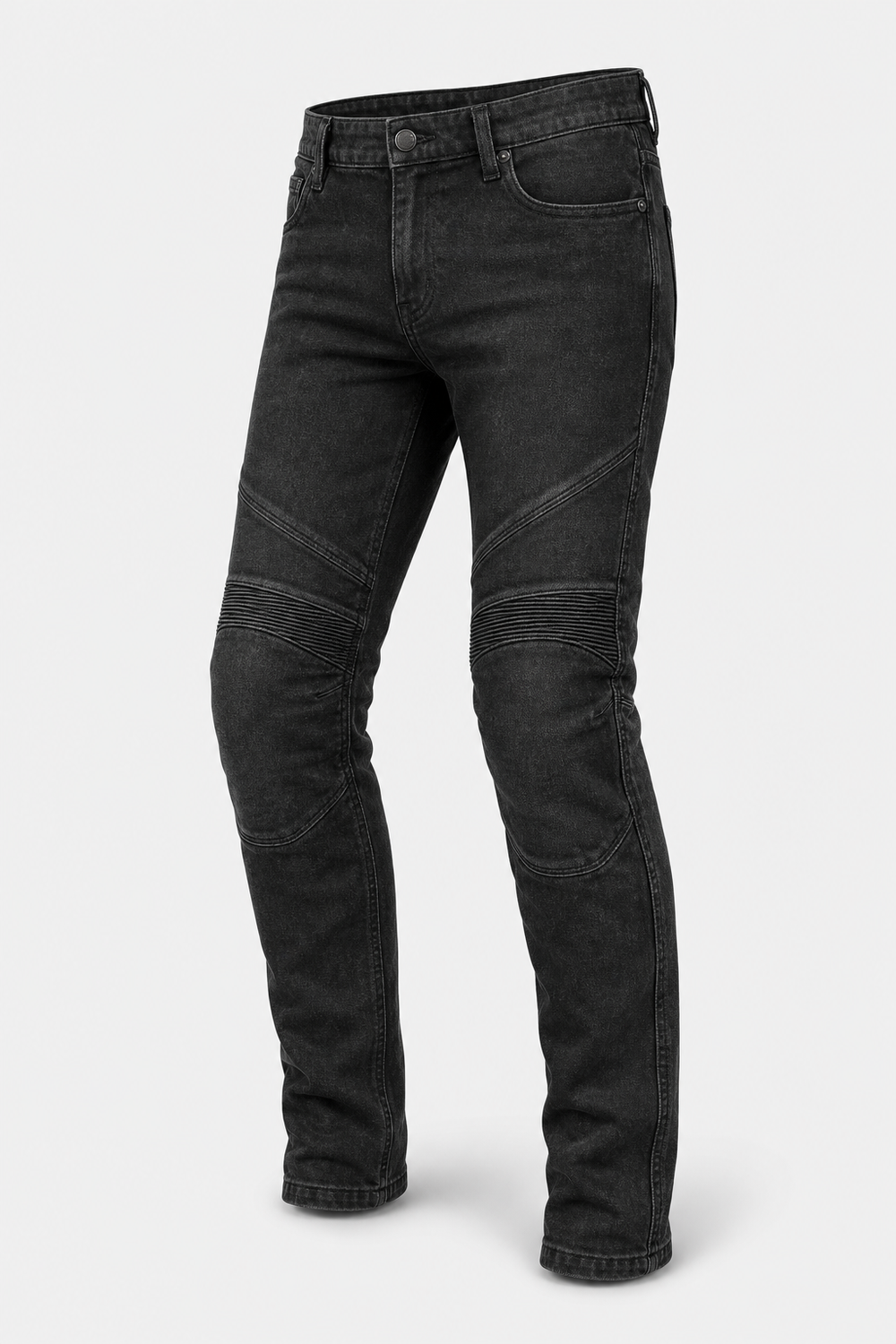 Asphalt Sentinel Armored Motorcycle Riding Jeans front three-quarter view on light gray background
