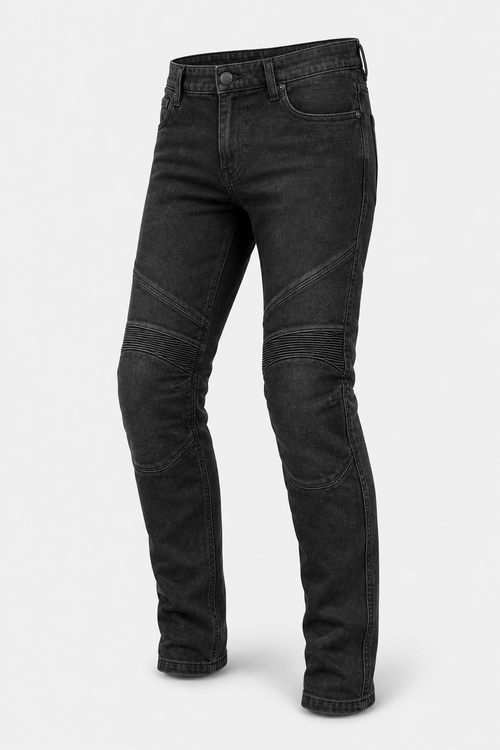 Asphalt Sentinel Armored Motorcycle Riding Jeans front three-quarter view on light gray background