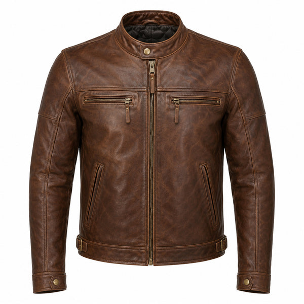 Blue Ember Retro Leather Cruiser Jacket