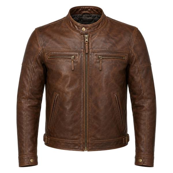 Blue Ember Retro Leather Cruiser Jacket