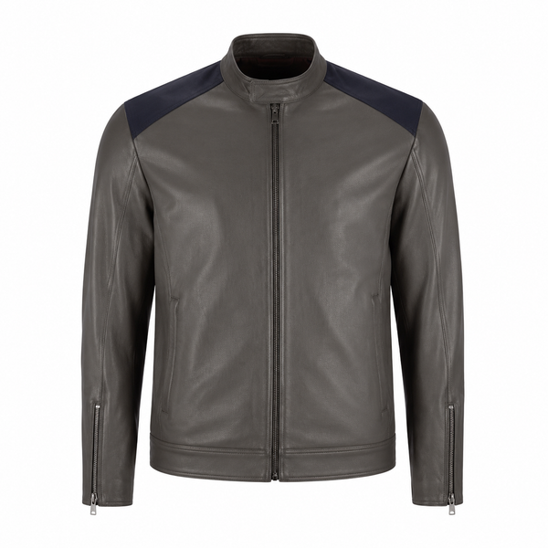 Borough Slate Gray Commuter Leather Jacket