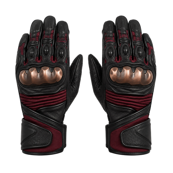 BronzeNova Black Maroon Street Motorcycle Gloves