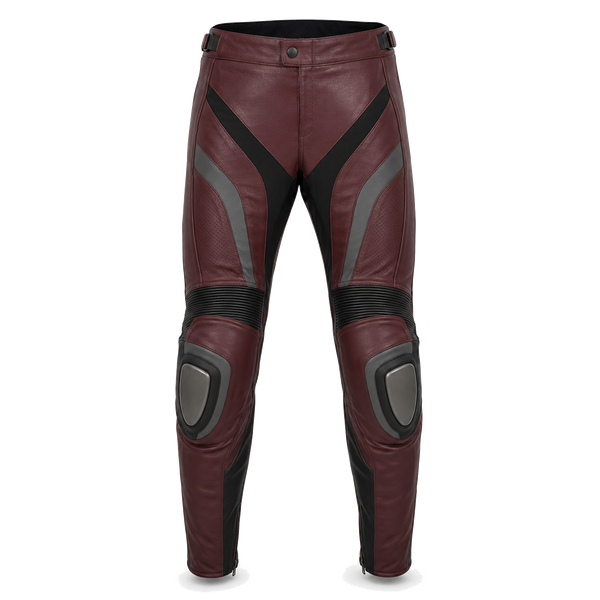 Burgundy Apex Leather Motorcycle Racing Pants
