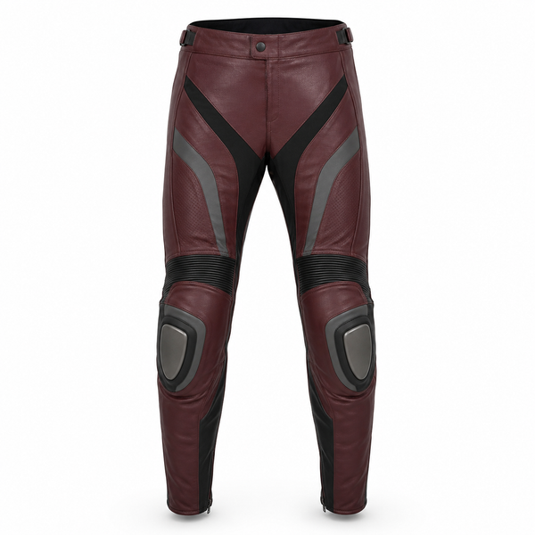 Burgundy Apex Leather Motorcycle Racing Pants