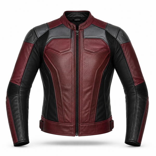 Burgundy Apex R Leather Motorcycle Racing Jacket