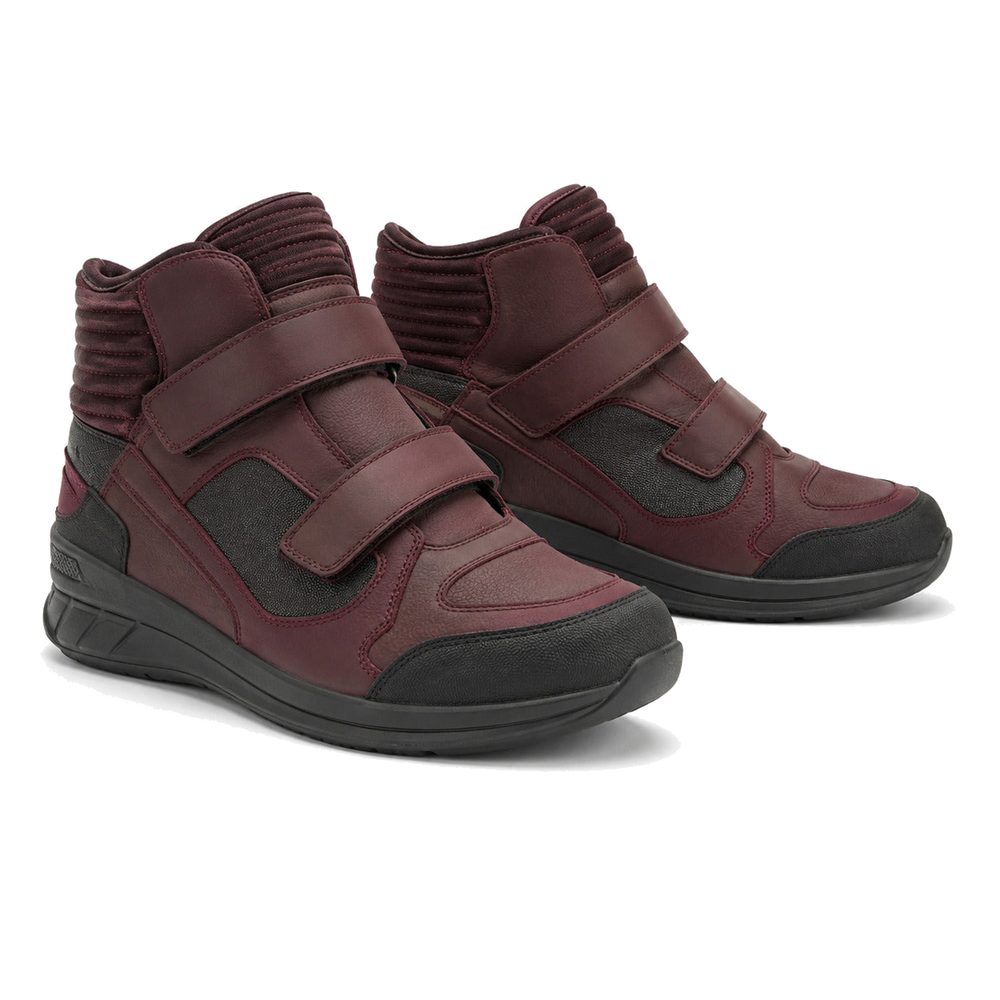 Burgundy Circuit Dual-Strap Motorcycle Riding Shoes – hero in Deep Burgundy / Charcoal