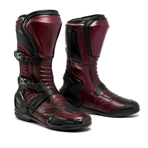 Burgundy Torque Racing Motorcycle Boots