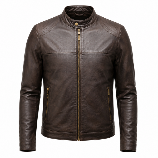 Cafe Meridian Espresso Leather Café Racer Jacket